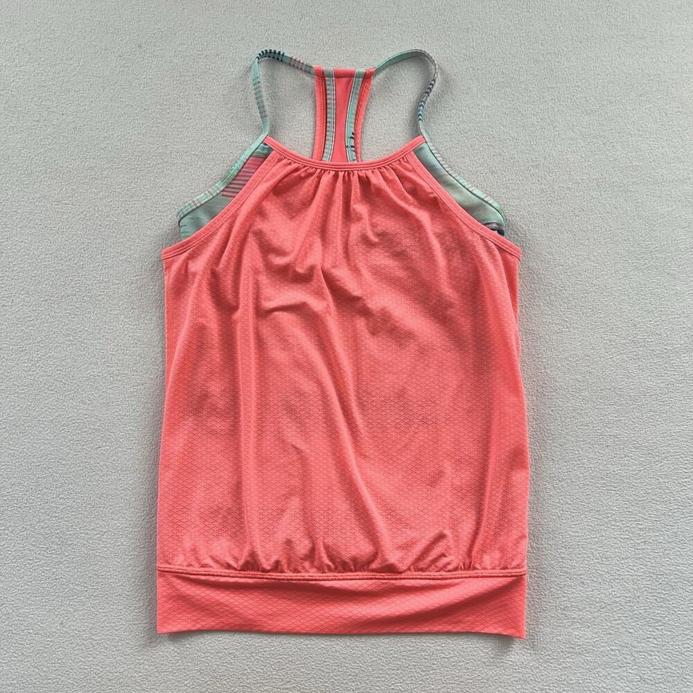 Ivivva Lululemon Girl Coral Aqua Pink Stripe Double Dutch Tank Racerback Top 12